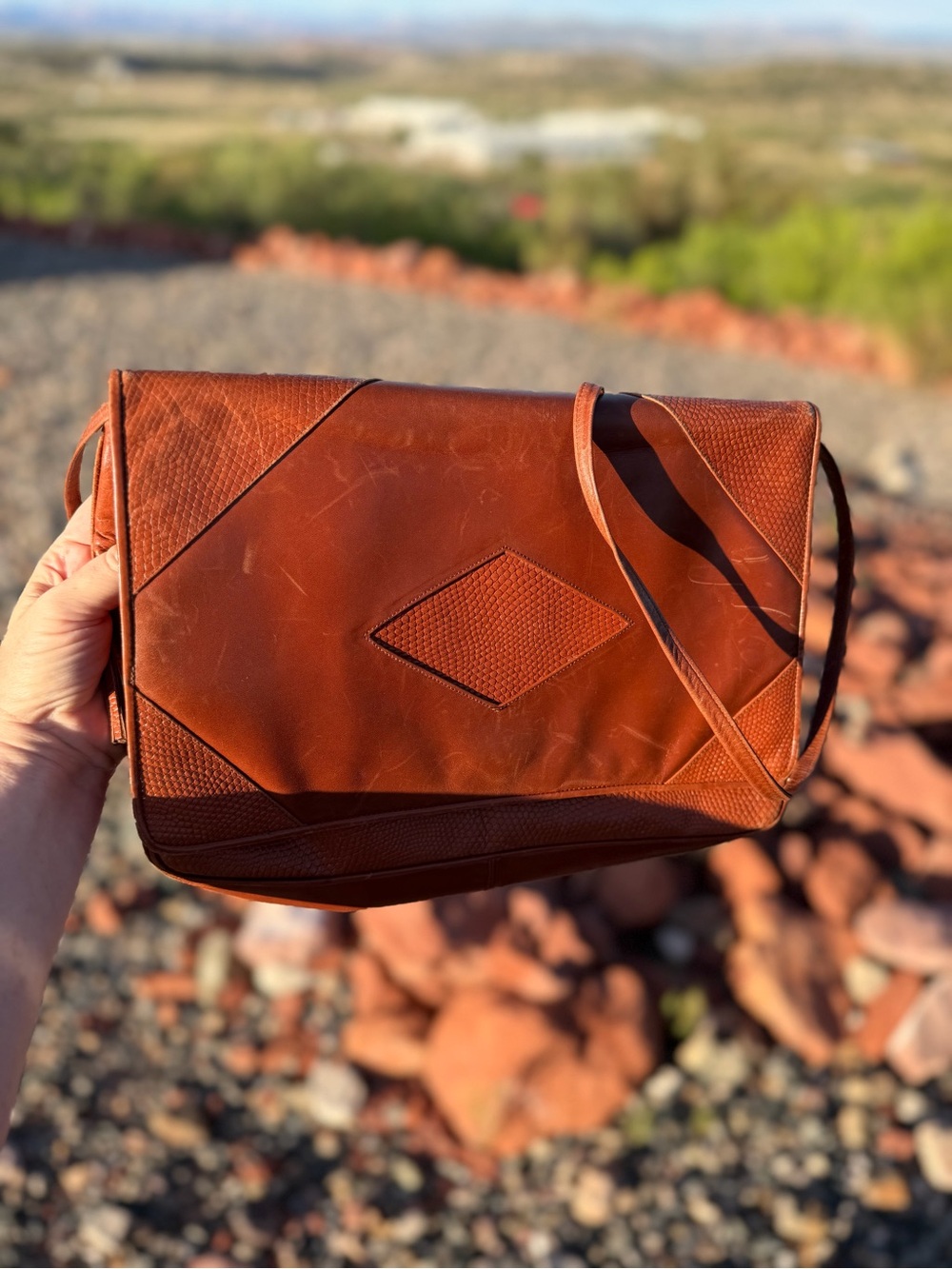 Vintage Barbara Bolan For Bolan Too Brown Leather Crossbody Shoulder Handbag 80s